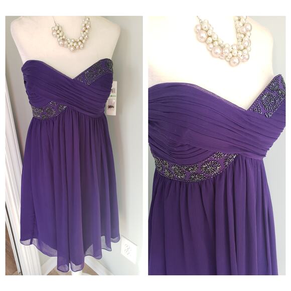 Maggy London Dresses & Skirts - New Maggy London purple strapless cocktail dress